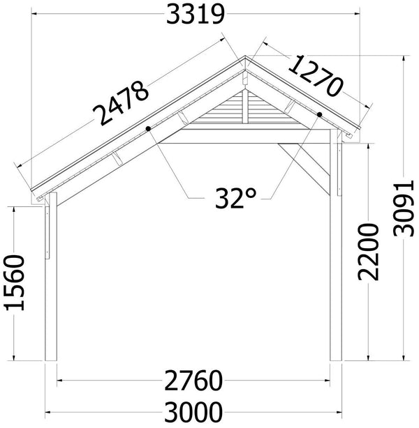 Kapschuur de Deel 6150x3400x3000mm (bxdxh)