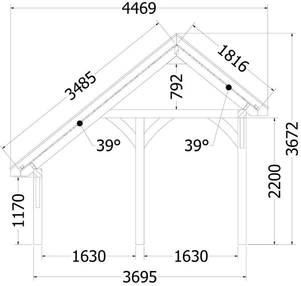 Kapschuur de Hoeve XL 9260x4400x3750mm (bxdxh)