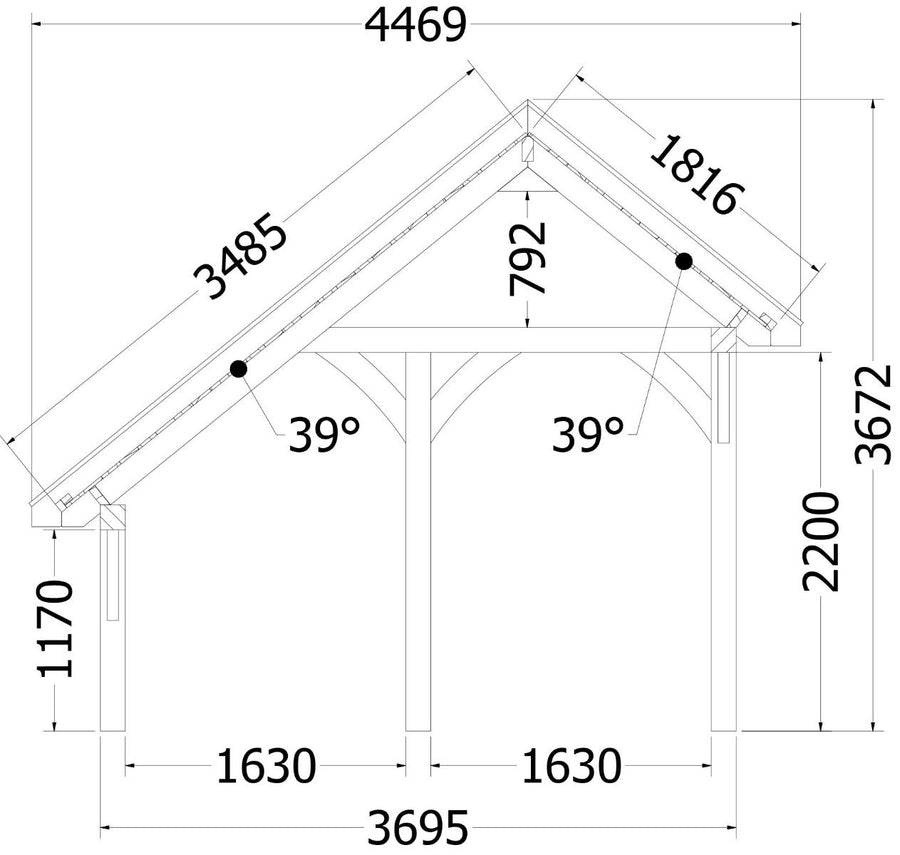 Kapschuur de Hoeve XL 9260x4400x3750mm (bxdxh)