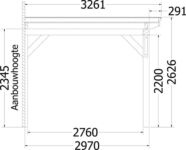 Aanbouwveranda Lucca 5550x3250x2600mm (bxdxh)