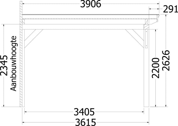 Aanbouwveranda Lucca 6600x3900x2600mm (bxdxh)