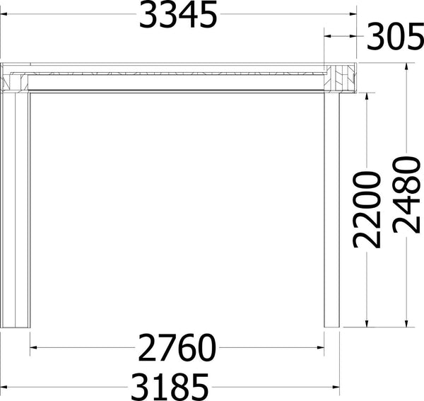 Buitenverblijf Verona model rechts 5200x3350x2500mm (bxdxh)
