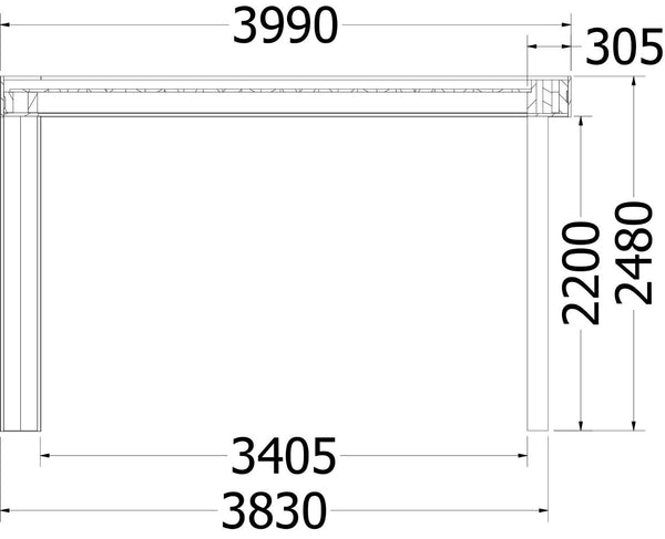 Buitenverblijf Verona model rechts 6250x4000x2500mm (bxdxh)