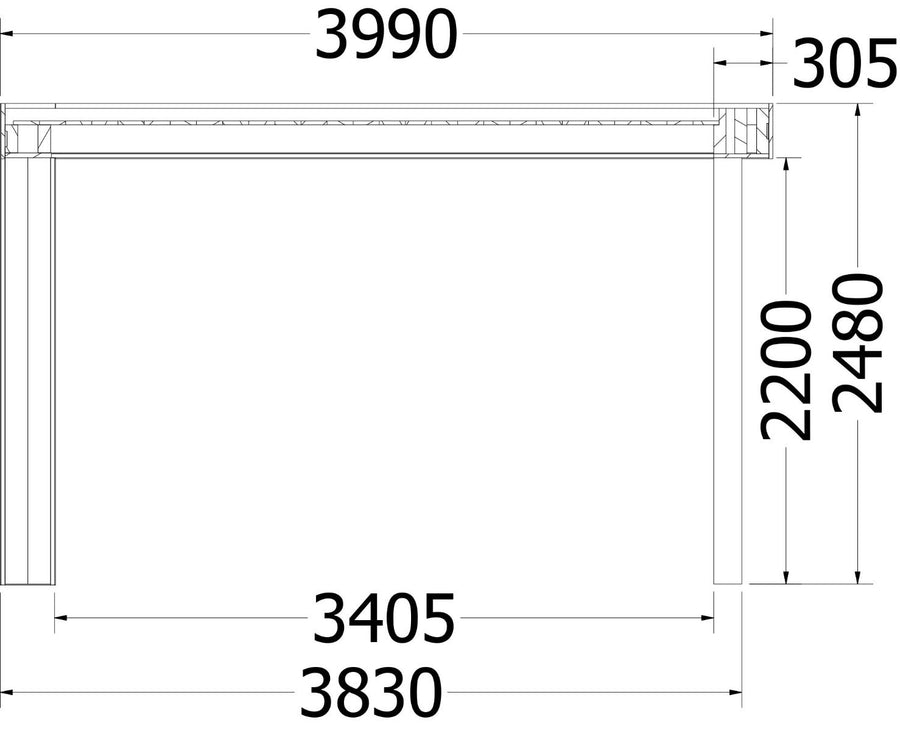 Buitenverblijf Verona model rechts 6250x4000x2500mm (bxdxh)