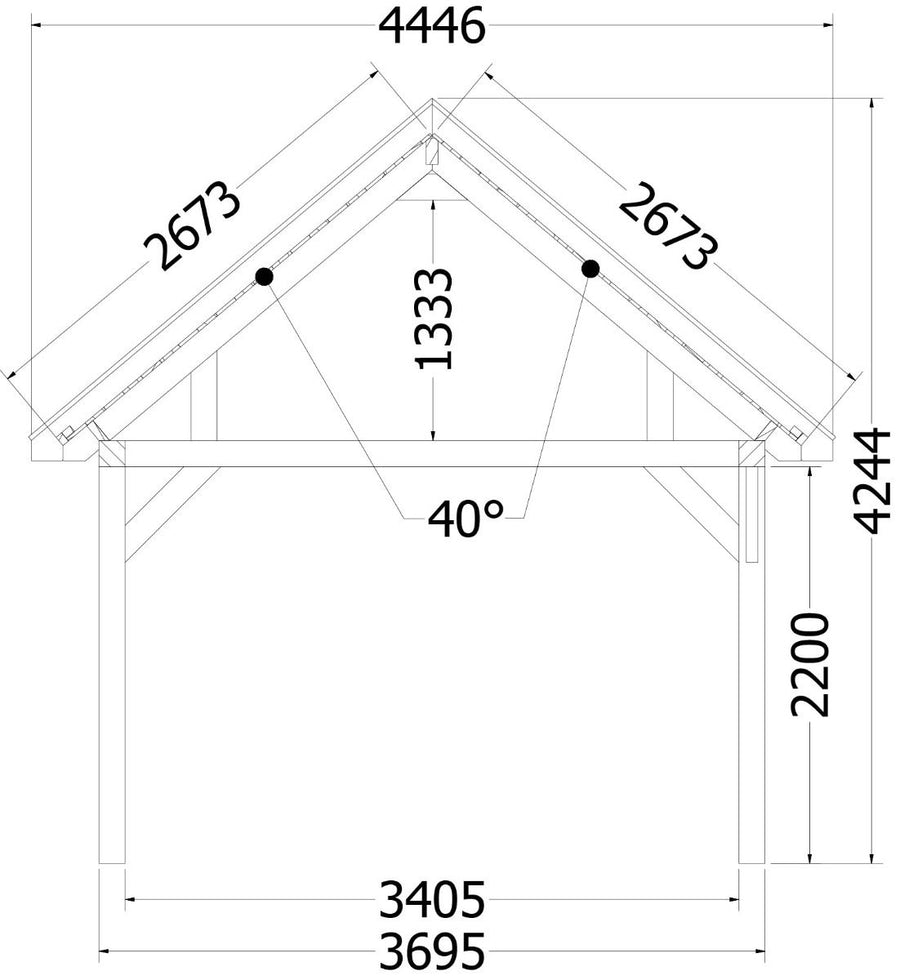 Buitenverblijf Zadeldak XL 7700x4400x4250mm (bxdxh)