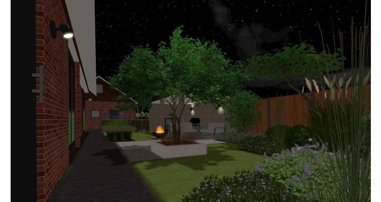 Intekenen basisverlichting tuin