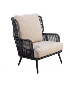 Tsubasa lounge chair alu black/rope black/flax