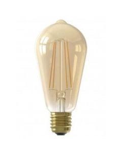 Led Full Glass LongFilament Rustik Lamp 220-240V 6W 430lm E27 ST64, Gold 2100K Dimmable, energy label A+