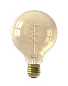 Led Full Glass Flex Filament Globe Lamp 220-240V 4W 200lm E27 G95, Gold 2100K Dimmable, energy label A