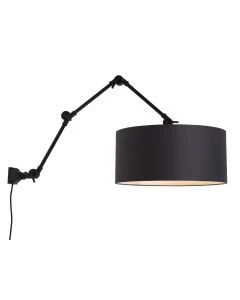 Wandlamp ijzer/stof Amsterdam zwart L
