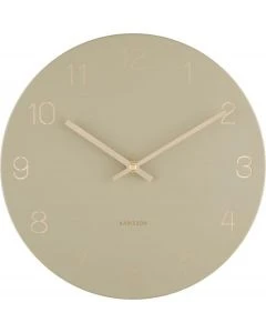 Wall clock Charm engraved numbers small olive grn