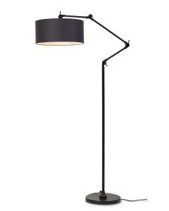 Vloerlamp ijzer/stof Amsterdam zwart