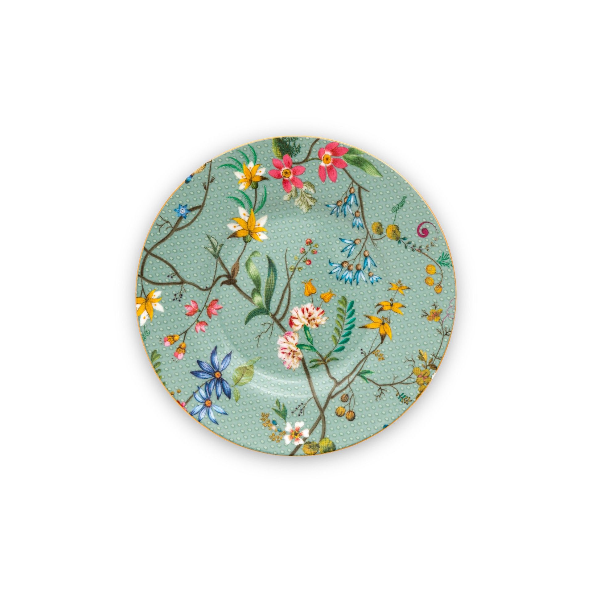 Gebaksbordje Jolie bloemen blauw 12cm
