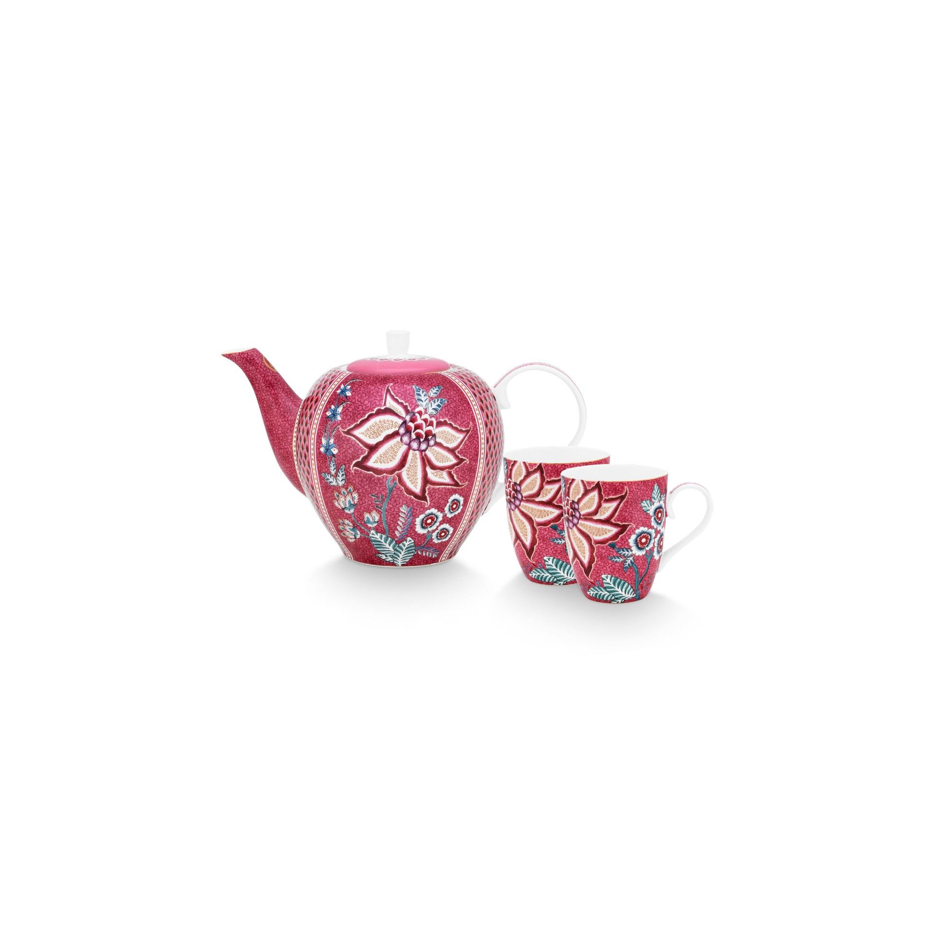 Theeset van 3 Flower Festival roze