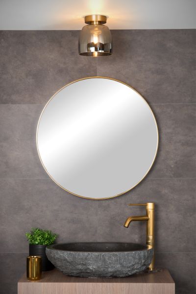 Lucide TYLER - Plafonnière Badkamer - Ø 16,1 cm - Mat Goud / Messing