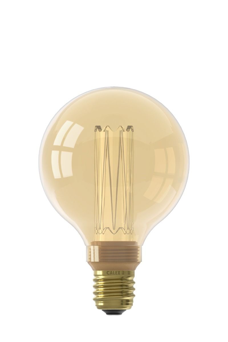 Calex led glassfiber globe lamp g95  220-240v 3,5w 120lm e27, goud 1800k dimbaar
