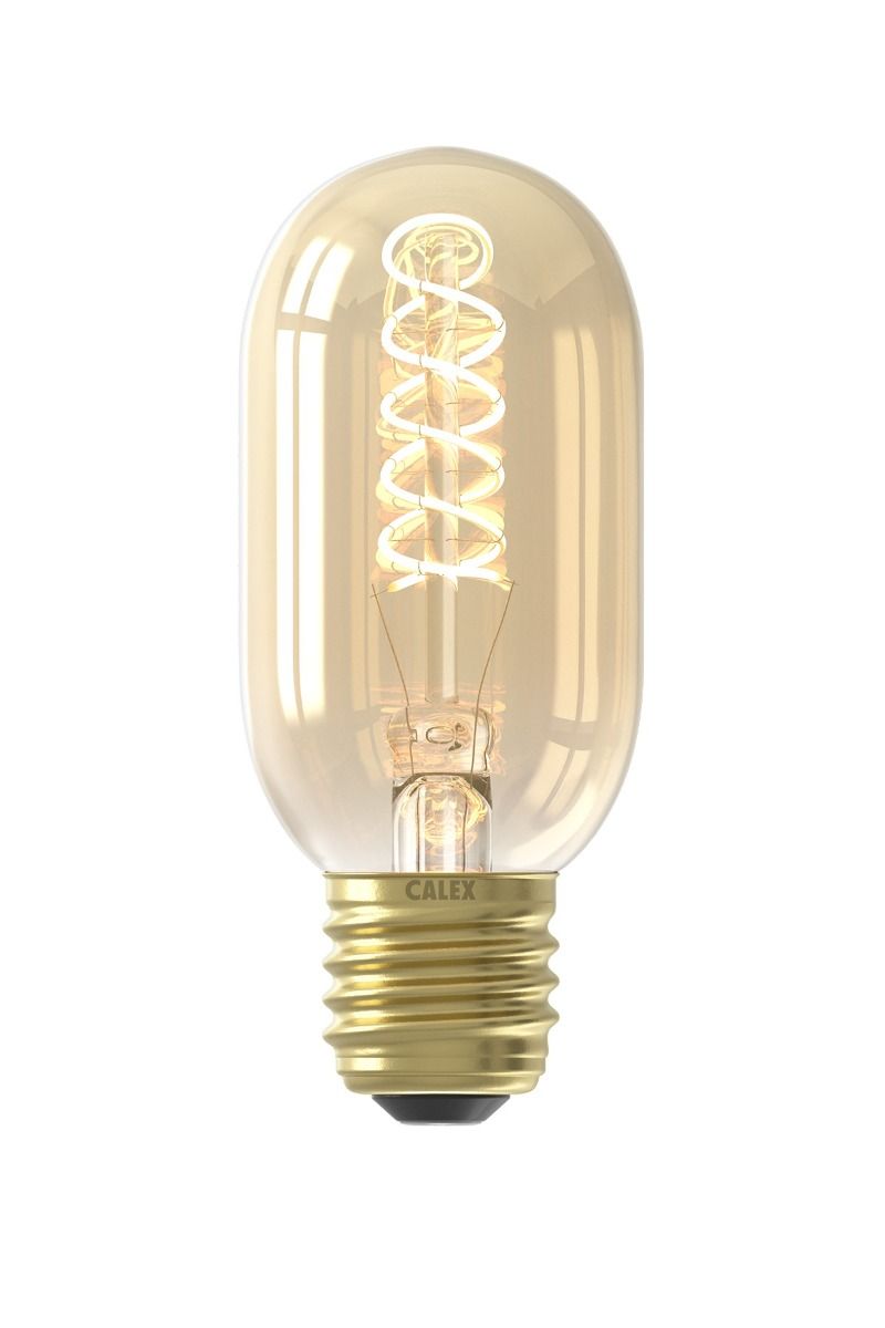 Calex led volglas flex filament buismodel lamp 220-240v 55w 470lm e27 t45x110 goud 2100k dimbaar
