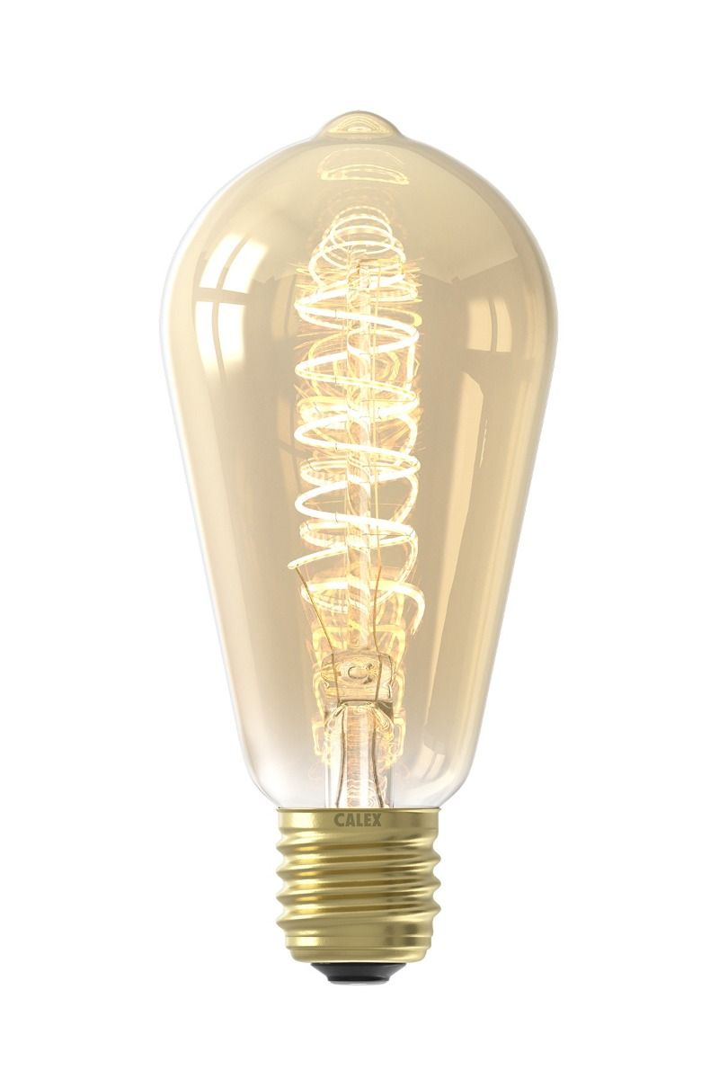 Calex led volglas flex filament rustieklamp 220-240v 55w 470lm e27 st64 goud 2100k dimbaar