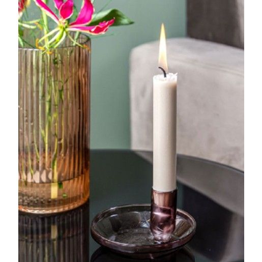 Candle holder Tub glass chocolate brown