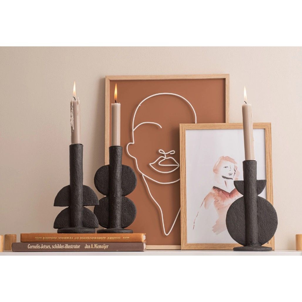 Candle holder Half Bubbles black