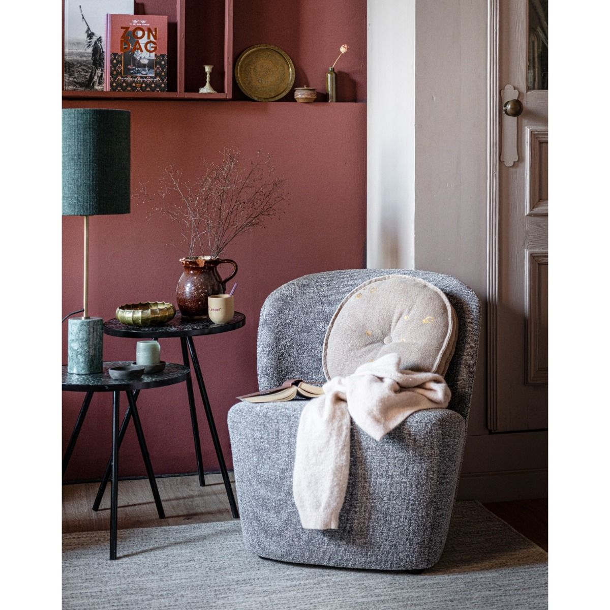 Fauteuil Lofty bouclé grijs