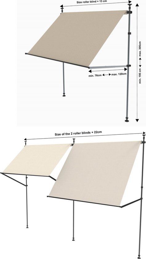 Flex frame voor balkon zonnescherm (excl. balkondoek)