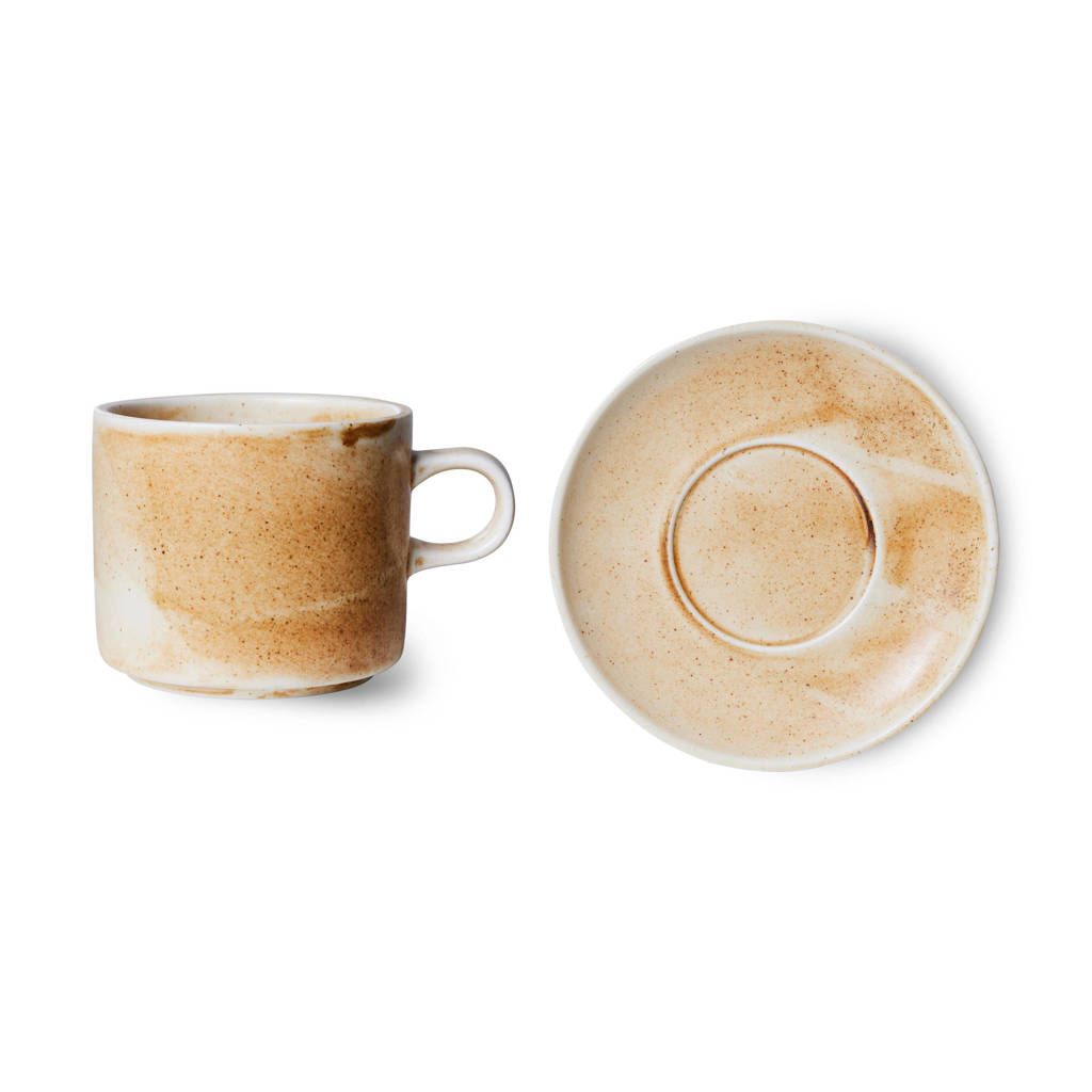 Chef Ceramics kop & schotel rustiek creme/bruin