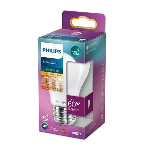 Philips Led Lamp SceneSwitch Mat  60 W  E27  warmwit licht