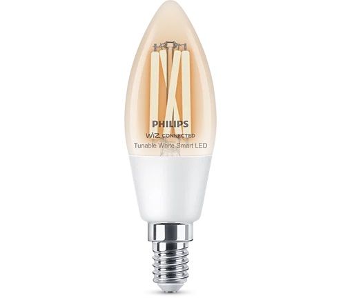 Philips Smart Led Kaarslamp Filament  Slimme LedVerlichting  Warm tot koelwit Licht  E14  40W  transparant  WiFi