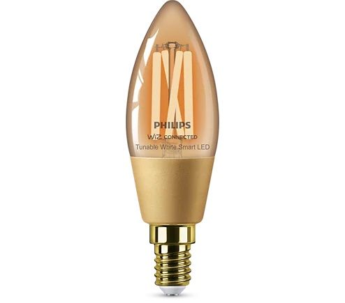 Philips Smart Led Kaarslamp Filament  Slimme LedVerlichting  Warm tot koelwit Licht  E14  25W  Goud  WiFi