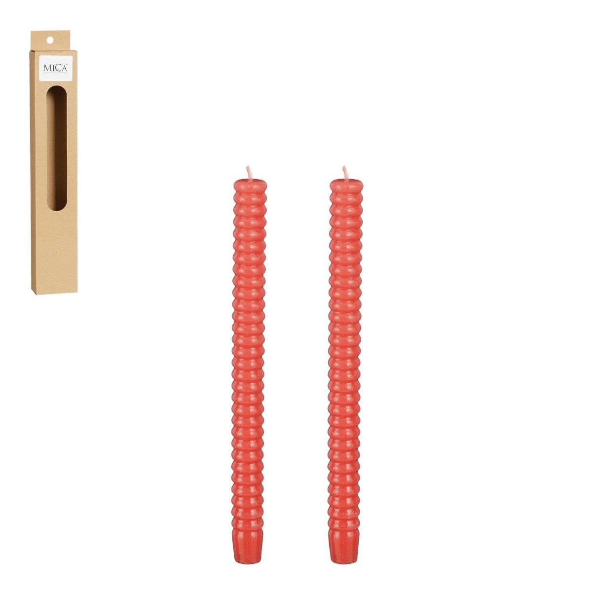 Twist kaars oranje glanzend 2 stuks - h15xd2,2cm
