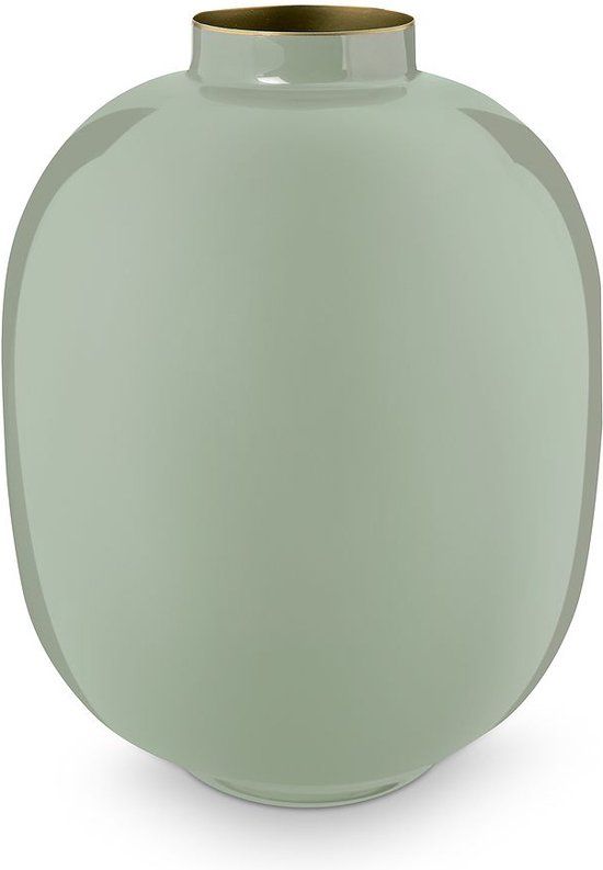 Vaas Home Deco metaal groen 32cm