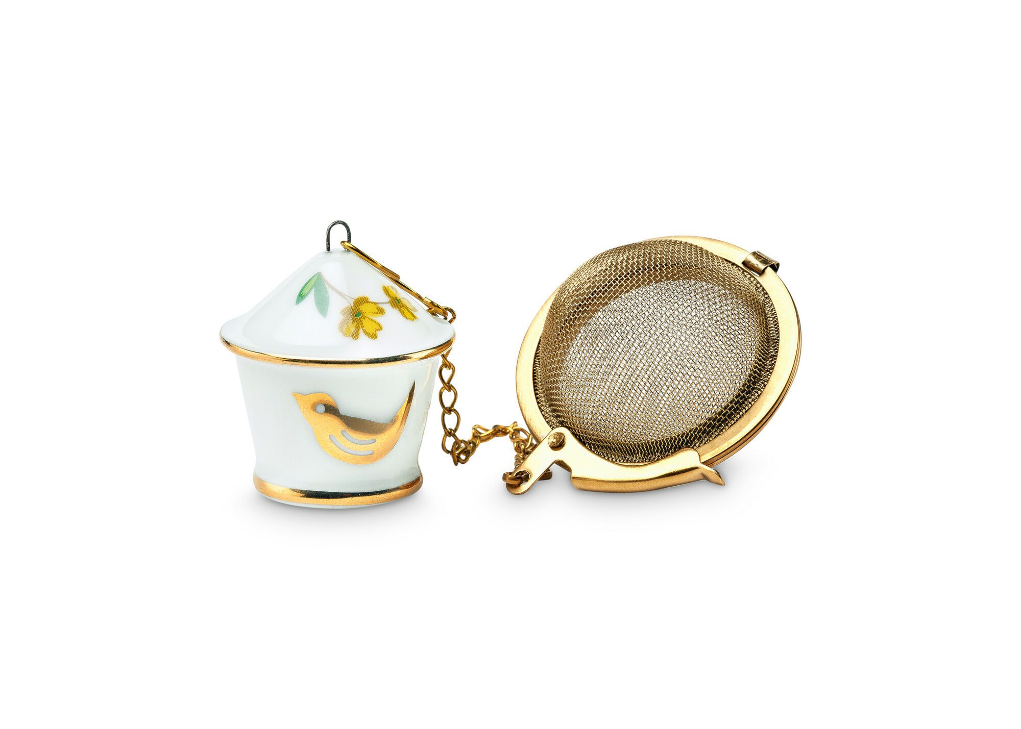 Tea infuser Birdhouse goud