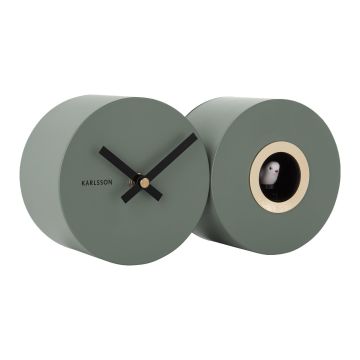 Wall clock Duo Cuckoo matt jungle green