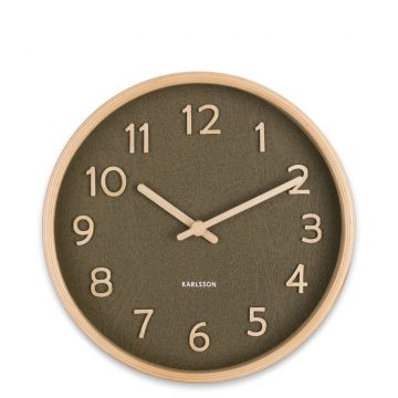 Wall clock Pure wood grain moss green