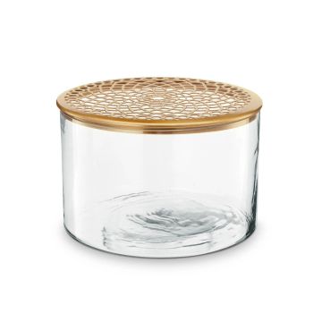 Vaas met gouden deksel 20x13cm