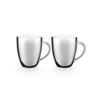 Set van 2 mok met oor 250 ml zilver