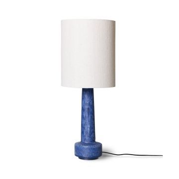 Retro stoneware lamp base, blue