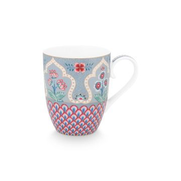 Mok Flower Festival schelp deco lichtblauw 350ml