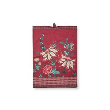 Theedoek Flower Festival  roze 50x70cm