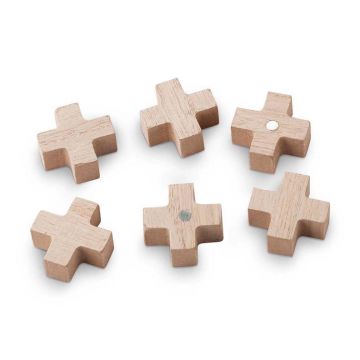 Magneten kruis/plus hout 6 stuks