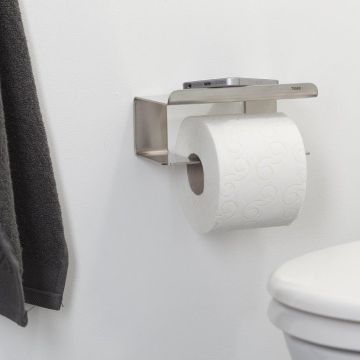 Toiletrolhouder met planchet Colar rvs mat