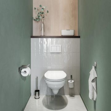 Toiletrolhouder met planchet Colar rvs glans