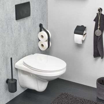 Toiletrolhouder met klep Urban zwart