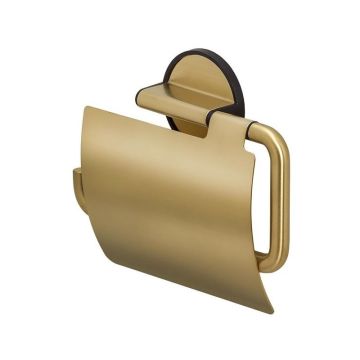 Toiletrolhouder met klep Tune messing / zwart