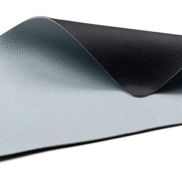 Placemat leatherlook zwart/lichtblauw (set van 4)