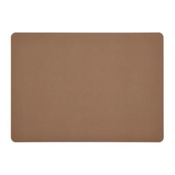 Placemat leatherlook wood/titanium (set van 4)