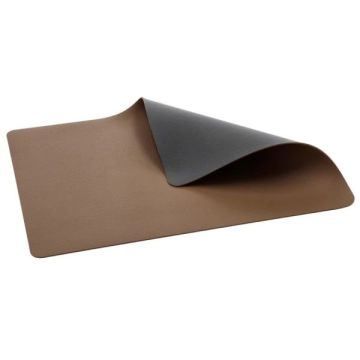 Placemat leatherlook wood/titanium (set van 4)