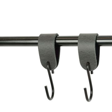 Leren S-haak hangers vintage grijs