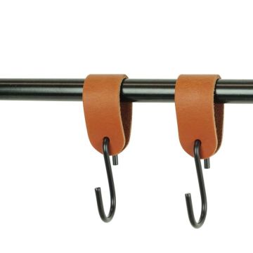 Leren S-haak hangers cognac